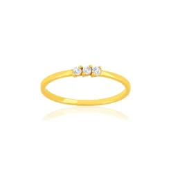 Bague or 375 jaune zirconia blanc