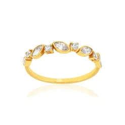 Bague or 375 jaune zirconia blanc