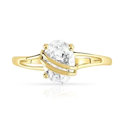 Bague or 375 jaune zirconia ovale
