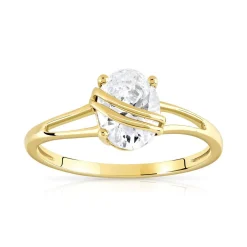 Bague or 375 jaune zirconia ovale
