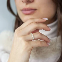 Bague or jaune 375, zirconias