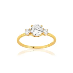 Bague or 375 jaune zirconias