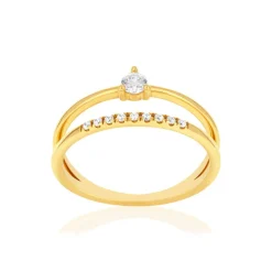 Bague or 375 jaune zirconias