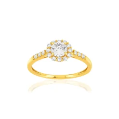 Bague or 375 jaune zirconias.