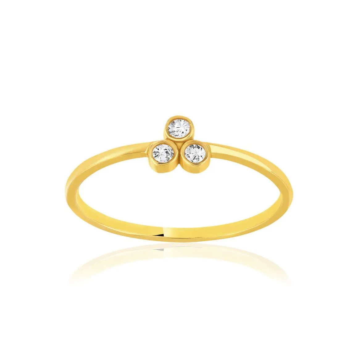 Bague or 375 jaune zirconias blancs