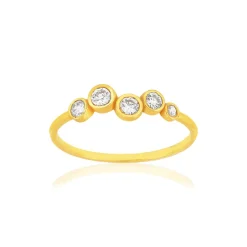 Bague or 375 jaune zirconias blancs