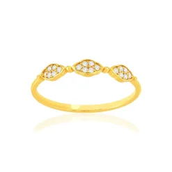 Bague or 375 jaune zirconias blancs