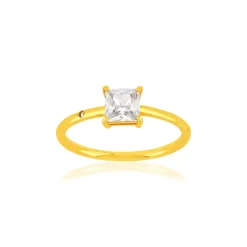 BAGUE or 375 jaune zirconias blancs