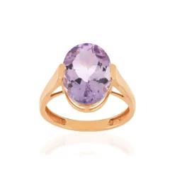 Bague or rose 750, 1 améthyste de 5,40 carats.