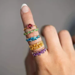 Bague or 375 rose améthystes et diamants