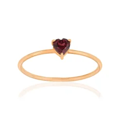 Bague or rose 375 coeur grenat rhodolite