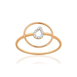 Bague or 375 rose diamants