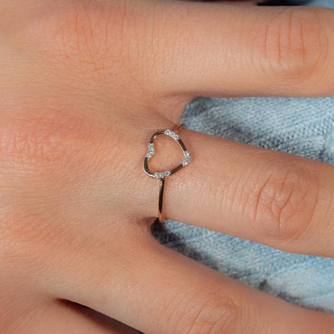 Bague or 375 rose diamants