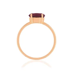 Bague or rose 375 grenat ovale