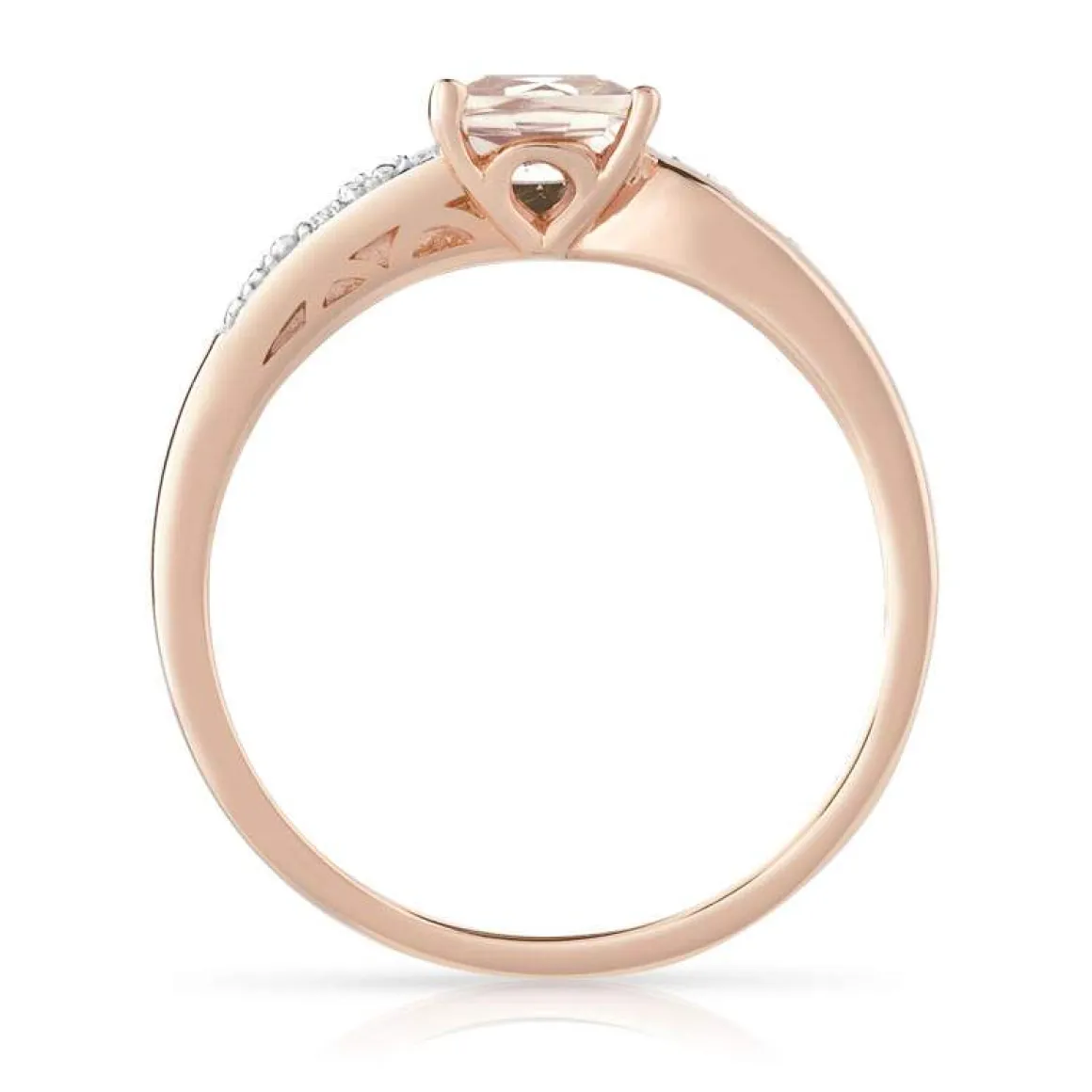 Bague or 375 rose morganite carrée et diamants