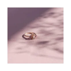 Bague or 375 rose morganite ovale et saphirs roses