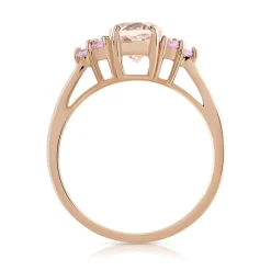 Bague or 375 rose morganite ovale et saphirs roses