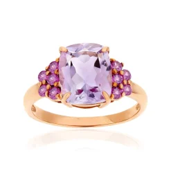 Bague or 375 rose pierres fines