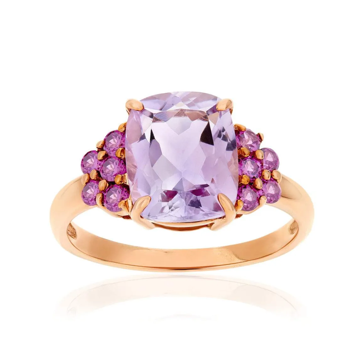 Bague or 375 rose pierres fines