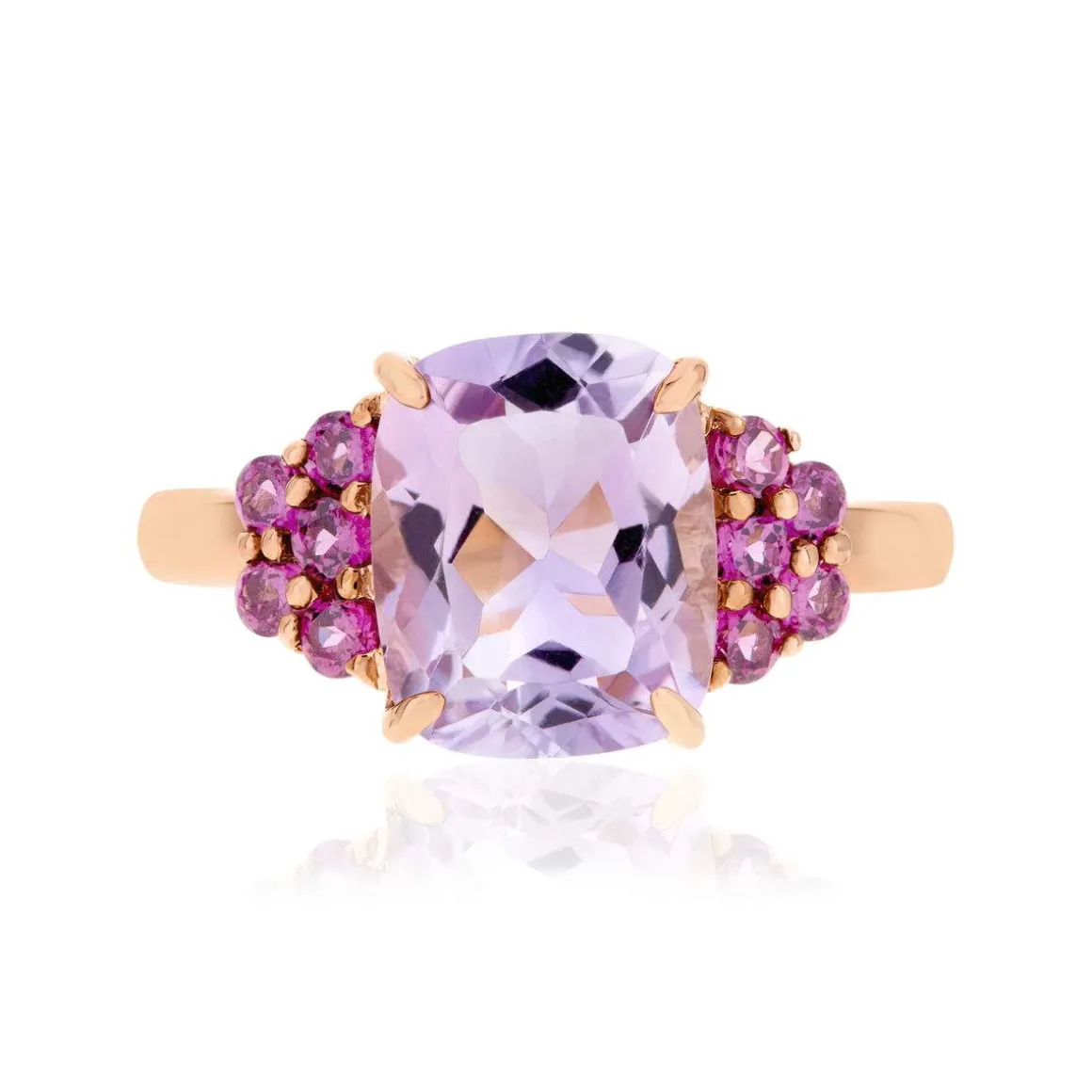 Bague or 375 rose pierres fines