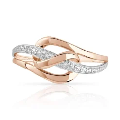 Bague or 375 rose rhodié noeud