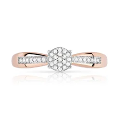 Bague or 375 rose 2 tons diamants