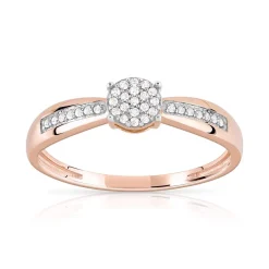Bague or 375 rose 2 tons diamants
