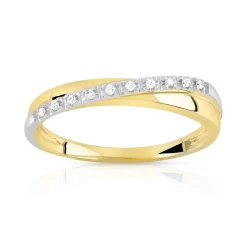 Bague 2 ors 750 anneaux croisés diamants