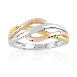 Bague 3 ors 750 anneaux entrelacés