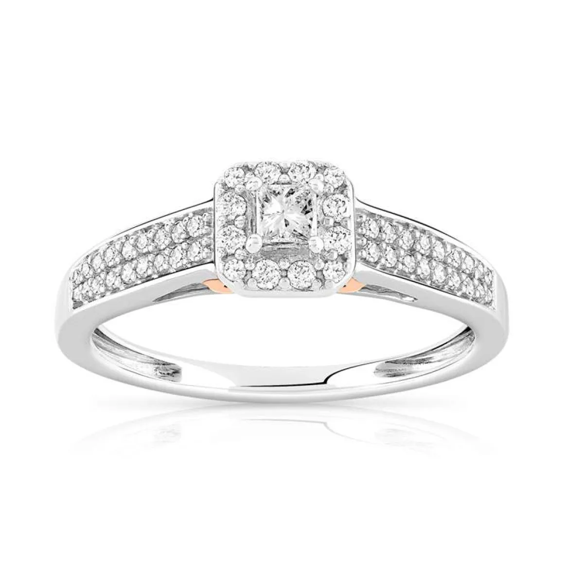 Bague 2 ors 750 carrée diamants