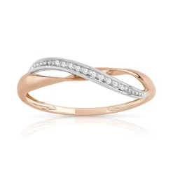 Bague 2 ors 375 croisée diamants