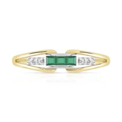 Bague 2 ors 375 émeraudes et diamants