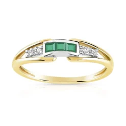 Bague 2 ors 375 émeraudes et diamants