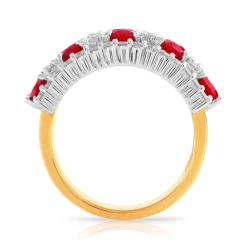 Bague 2 ors 750 rubis ovales et diamants