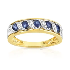 Bague 2 ors 375 saphirs et diamants