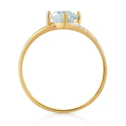 Bague or 750 2 tons aigue-marine ovale et diamants