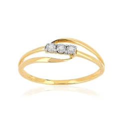 Bague or 375 2 tons ajourée diamants