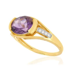 Bague or 375 2 tons, 1 Améthyste, diamants.