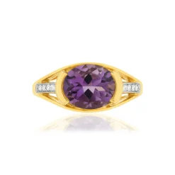 Bague or 375 2 tons, 1 Améthyste, diamants.
