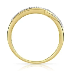 Bague or 375 2 tons anneaux entrelacés diamants