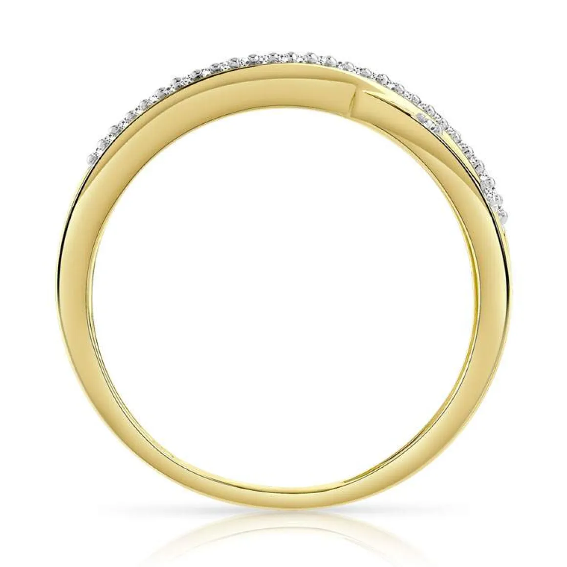 Bague or 375 2 tons anneaux entrelacés diamants