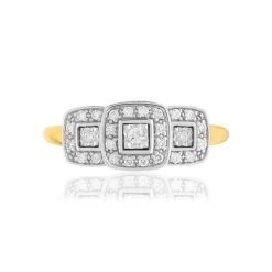 Bague or 750 2 tons carrée diamants