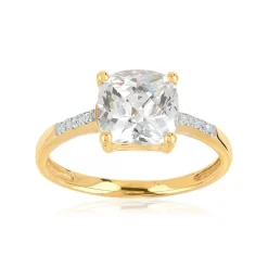 Bague or 375 2 tons carrée zirconias