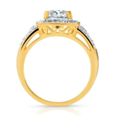 Bague or 375 2 tons carrée zirconias
