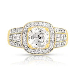 Bague or 375 2 tons carrée zirconias