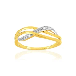 Bague or 375 2 tons diamants