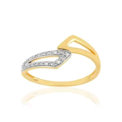 Bague or 375 2 tons, diamants.