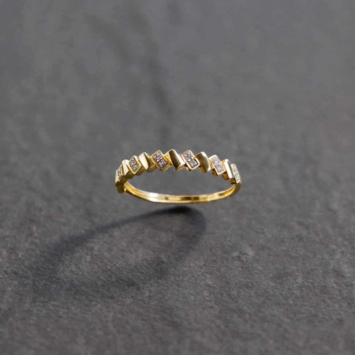 Bague or 375 2 tons diamants