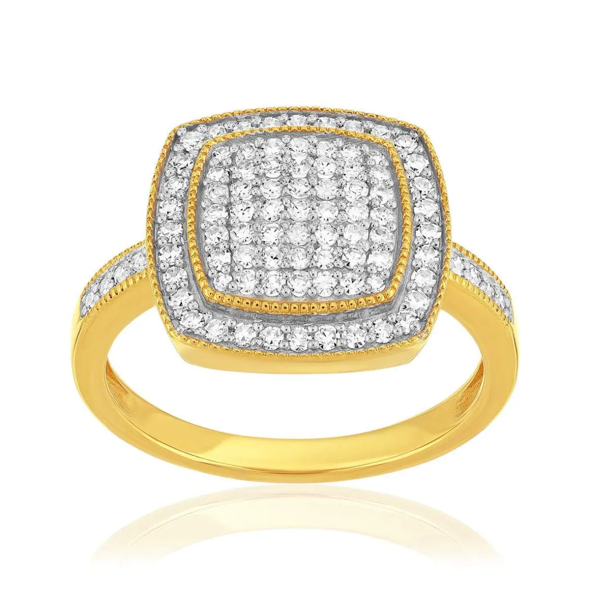 Bague or 750 2 tons diamants