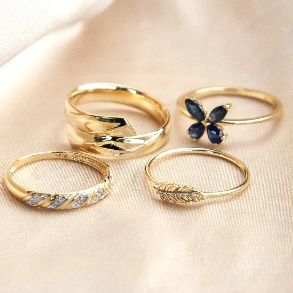 Bague or 375 2 tons diamants